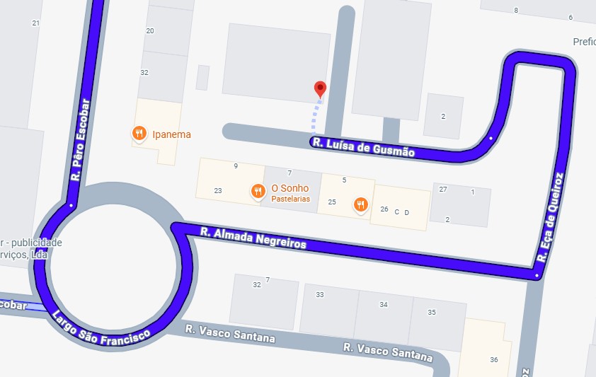 Mapa da Escola Básica N.º 5 de Camarate